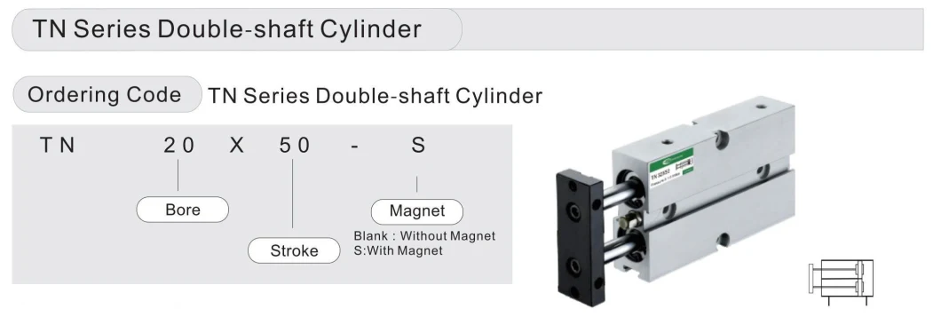 Tn Series Double Acting Twin-Rod Guide Air Cylinder with Magnet