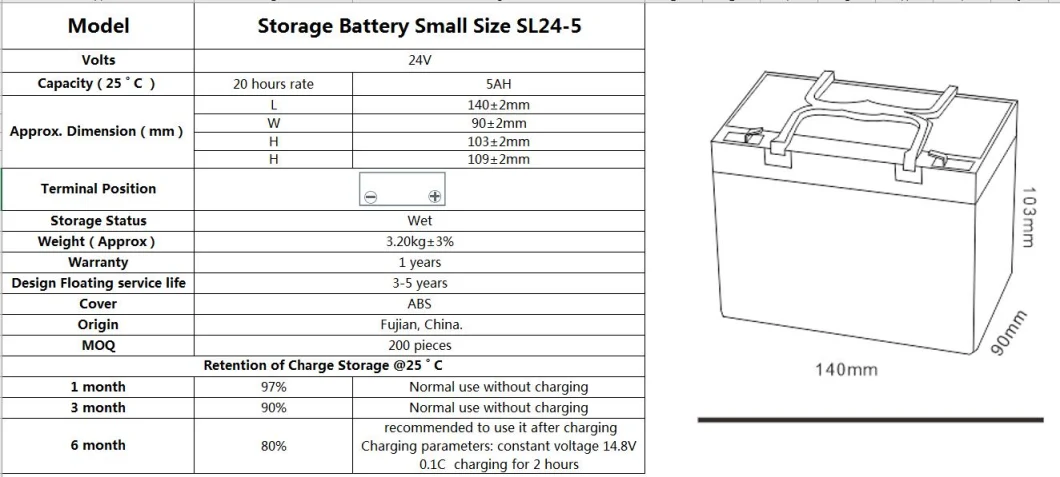 Tcs SL24-5 24V Traction Battery for Electrical Power Systems